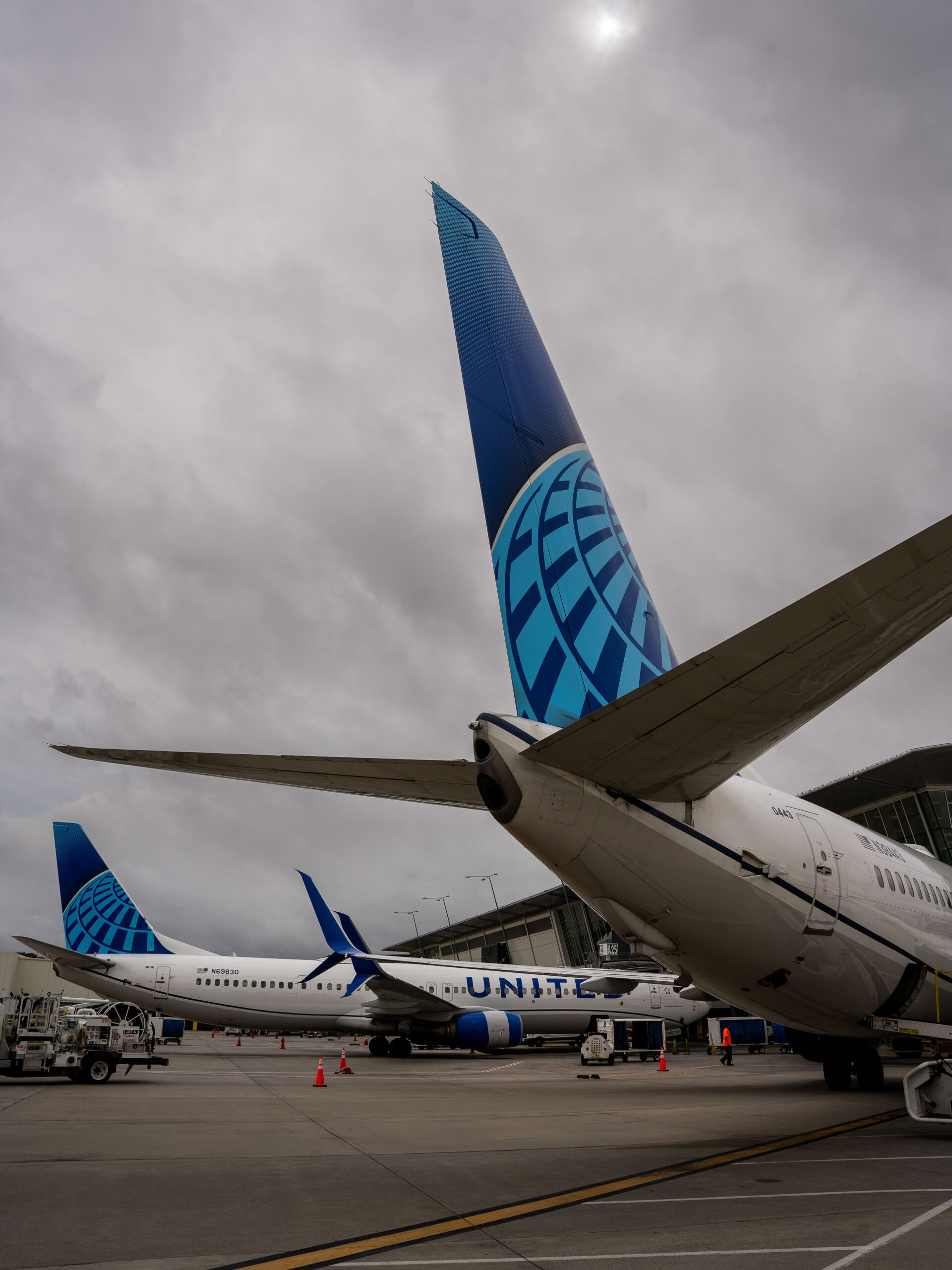 United Airlines aircraft parked on an airport ramp